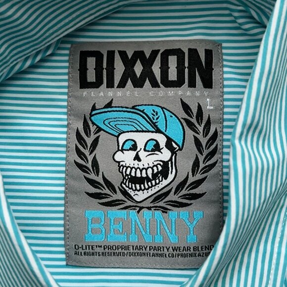 Dixxon Flannel Shirt Mens L Benny Short Sleeve Performance Stretch Green Striped - Picture 4 of 5